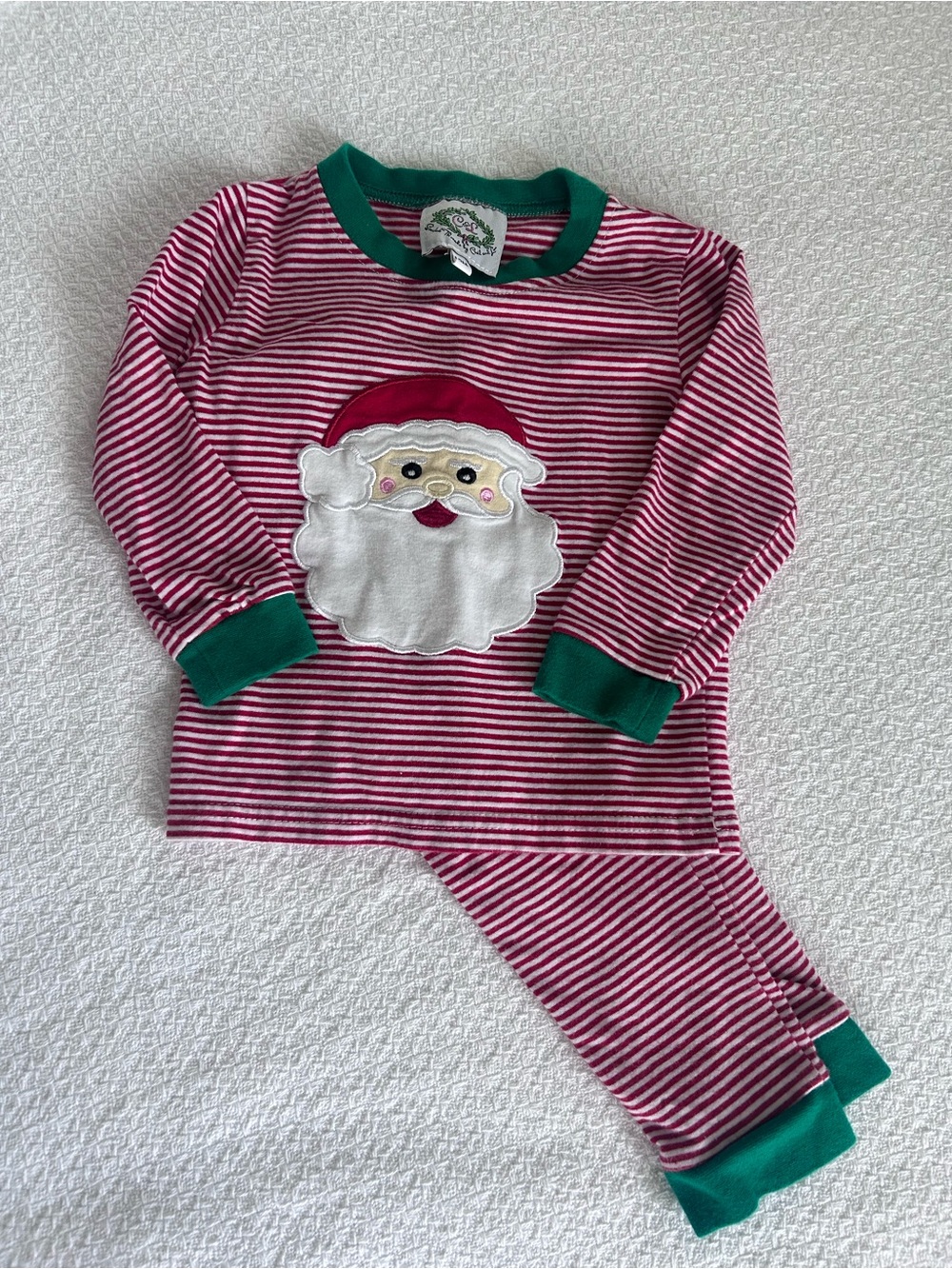 Cecil & Lou Holiday Santa Stripe Kids Pajama Set - Red & Green
